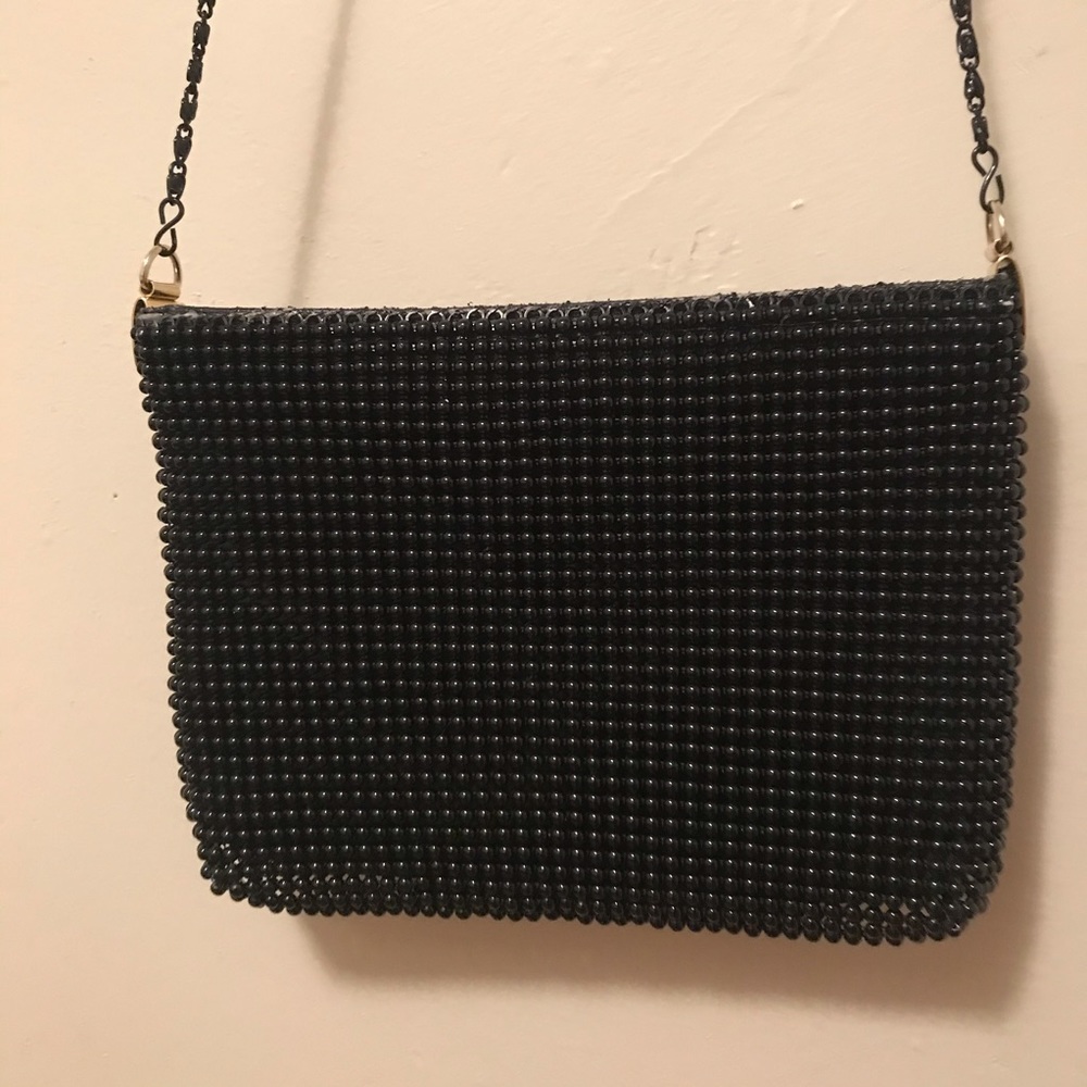 Vintage Black Beaded Crossbody Bag